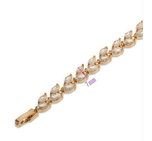Pulseira Bracelete Dourada Com Zircônia Noiva Debutante
