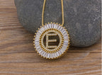Colar Mandala Letra Pedra Zirconia Prata Semi Joia Grande