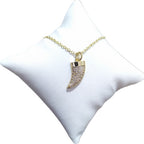 Colar Dente De Tigre Pedra Zirconia Dourado Chifre