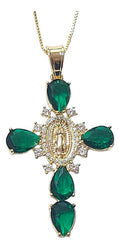 Colar Cruz Crucifixo Zirconia Vermelho Verde Azul F Ouro 18k