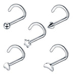 Kit 5 Piercing Nariz Nostril Atacado Coração Estrela Lua Bol