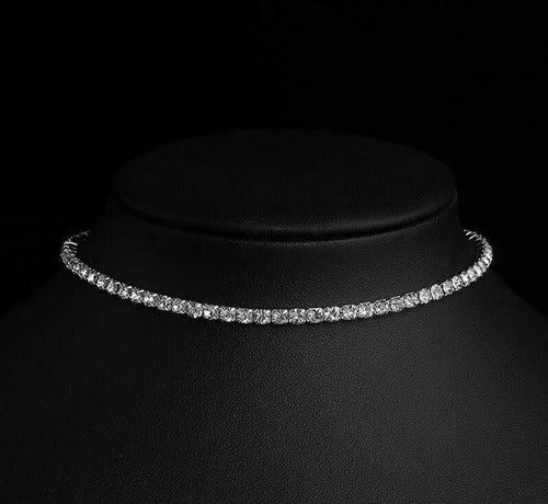 Colar Chocker Prata Gargantilha Noiva Festa Debutante 1 Fila