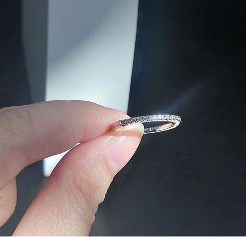 Anel Meia Aliança Aparador Dourado Ou Prata Pedra Zirconia