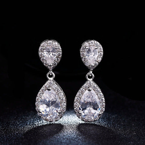 Brinco Noiva Pedra Zirconia Dourado Ou Prata Gota Debutante