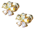 Brinco Flor Zirconia Pequeno Dourado Prata Colorido F. Ouro