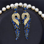 Brinco Noiva Zirconia Dourado Festa Formatura Madrinha Azul