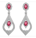 Brinco Zirconia Vermelho Prata Festa Madrinha Formatura Luxo