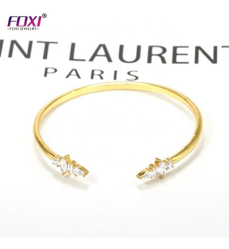 Pulseira Bracelete Dourada Com Zircônia Noiva Debutante Gota