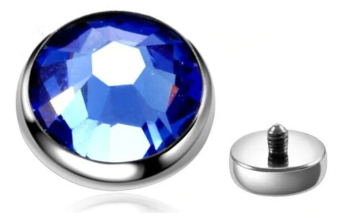 Piercing Microdermal Titanio G23 Pedra 3 Mm Topo Azul Escuro