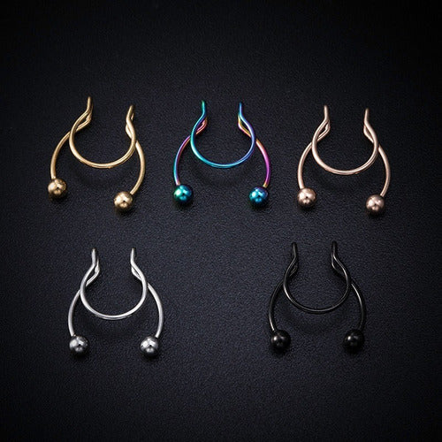 Piercing Nariz Septo Argola Falso Dourado Prata Preto Aço