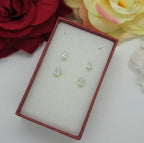 Dupla Brinco Pedra Zirconia Gota Dourado Folheado Pt De Luz