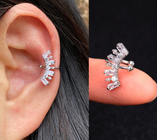 Piercing Argola Falso Fake Pressão Pedra Zircônia Orelha