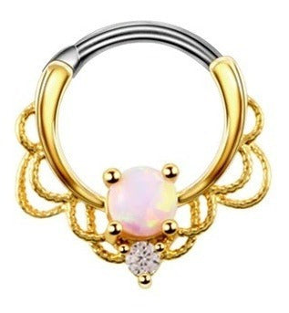 Piercing Para Nariz Septo Indiano Prata Pedra Zirconia