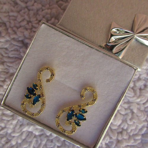 Brinco Dourado Noiva Pedra Zirconia Verde Azul Preto Festa