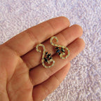 Brinco Dourado Noiva Pedra Zirconia Verde Azul Preto Festa