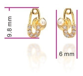 Brinco Infantil Pedra Zirconia Dourado Prata 2 Furo Alfinete