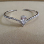 Pulseira Bracelete Prata Com Zircônia Noiva Debutante Gota
