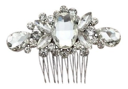 Arranjo Enfeite Cabelo Noiva Strass Cristal Prata Debutante