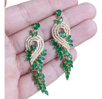Brinco Noiva Zirconia Verde Festa Formatura Madrinha Dourado