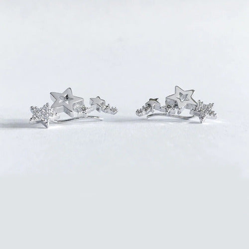Brinco Ear Cuff  Pedra Zirconia Prata Dourado Estrela Pequen