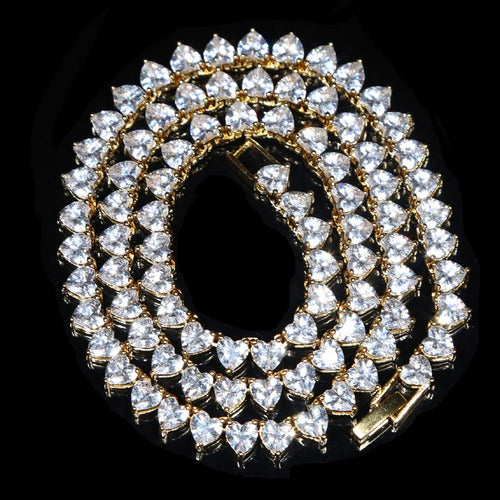 Colar Chocker Pedra Zirconia Coração Riviera Dourado Prata