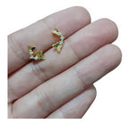 Brinco Infantil Borboleta Dupla Pedra Zirconia Folheado 18k