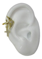 Piercing Falso Fake Dourado Pedra Zirconia Andorinha Pássaro Folheado A Ouro 18k Para Orelha E Cartilagem