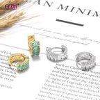 Brinco Argola Pedra Zirconia Verde Dourado Folheado Ouro 18k