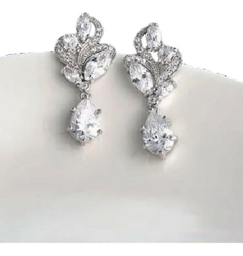 Brinco Noiva Zirconia Prata Ou Dourado Festa Formatura Luxo