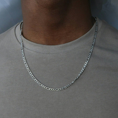 Corrente Masculina Aço Inox Folheada Prata Ou Ouro 60 Cm 4mm
