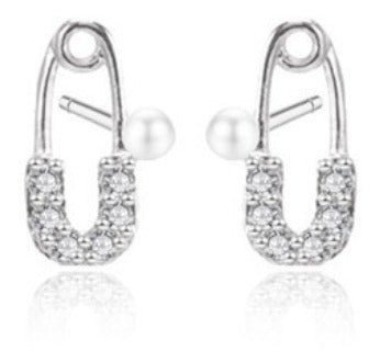 Brinco Infantil Pedra Zirconia Dourado Prata 2 Furo Alfinete