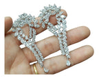 Brinco Zirconia Prata Noiva Festa Pendurado Debutante Grande
