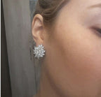 Brinco De Pressão Com Zirconia Noiva Casamento Prata Fixo