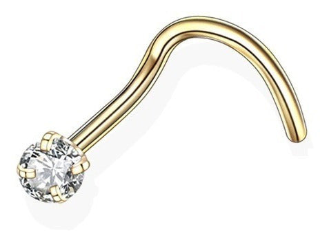 Piercing Nariz Nostril Aço Pedra Zirconia 2 Mm Pt De Luz