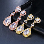 Brinco Noiva Zirconia Dourado Gota Pendurado Festa Debutante