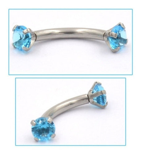 Piercing Sombracelha Banana Aço Cirúrgic Pedra Zircônia 3 Mm