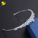 Coroa Tiara Cabelo Noiva Prata Princesa Zirconia Strass Gota
