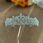 Coroa Tiara Porta Coque Cabelo Noiva Prata Pedra Zirconia