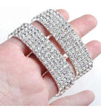 Pulseira Bracelete Prata Com Strass Noiva Debutante Luxo