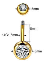 Piercing De Umbigo 100% Titânio Dourado Prata