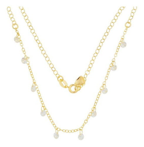 Colar Chocker Pedra Zirconia Folheado A Ouro 18k Semi Joia