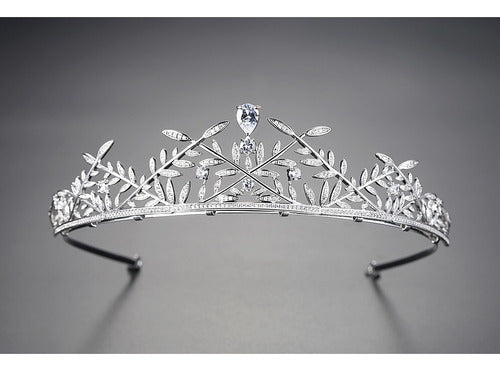 Coroa Tiara Cabelo Noiva Prata Zirconia Princesa Luxo Linda