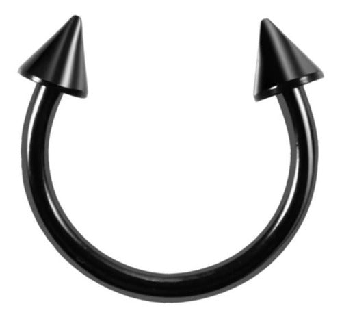 Piercing Septo Ferradura Titânio Spike Preto Prata