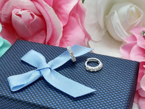 Piercing Cartilagem Brinco Argola Prata Pedra Zirconia 8 Mm