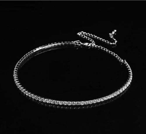 Colar Chocker Prata Gargantilha Noiva Festa Debutante 1 Fila