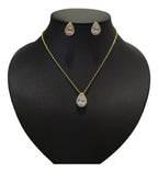 Conjunto Colar Brinco Noiva Pedra Zirconia Prata Dourad Gota
