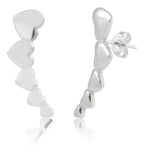 Brinco Ear Cuff  Coração Folheado A Prata Antialérgico