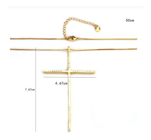 Colar Cruz Crucifixo Grande Pedra Zirconia Dourado Ou Prata