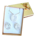 Conjunto Colar E Brinco Zirconia Fusion Tiffan Oval Verde