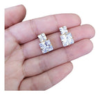 Brinco Zirconia Noiva Dourado Folheado A Ouro 18k Semi Joia Com Garantia Pequeno Quandrado Barato Delicado